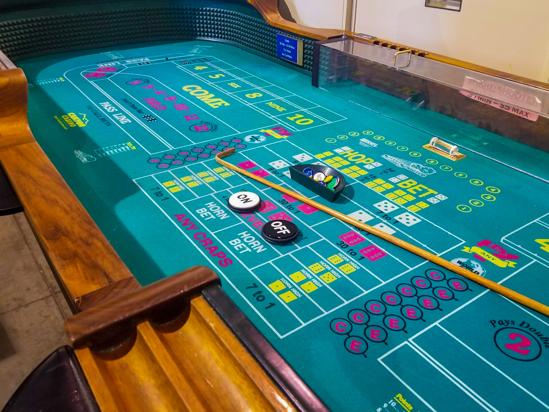 What is the regulation size of a craps table rules